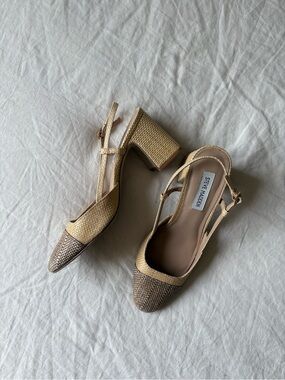 Steve Madden Two-Tone Woven Slingback Block Heels